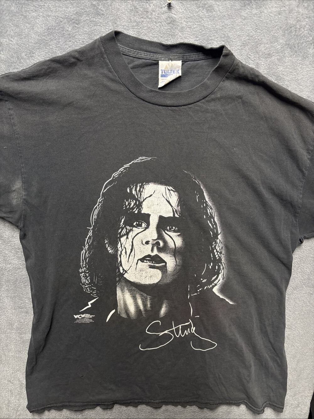 Vintage 1998 WCW Sting Face Men’s Wrestling Shirt Front Graphic Flawed